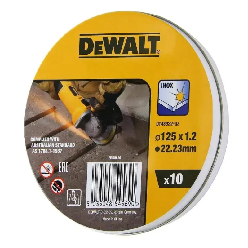 DeWALT - Sada řezných kotoučů na nerez, 125x1,2 mm, 10 ks DT43922