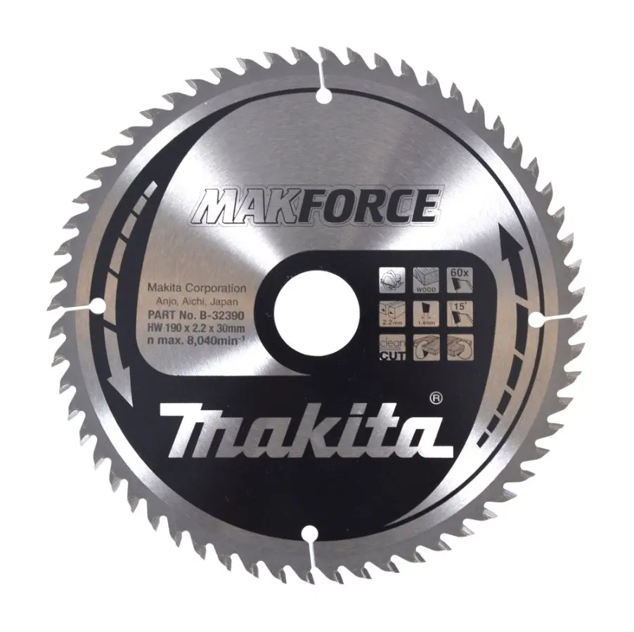 Makita - Pilový kotouč na dřevo 190x30 mm, 60 zubů B-32390