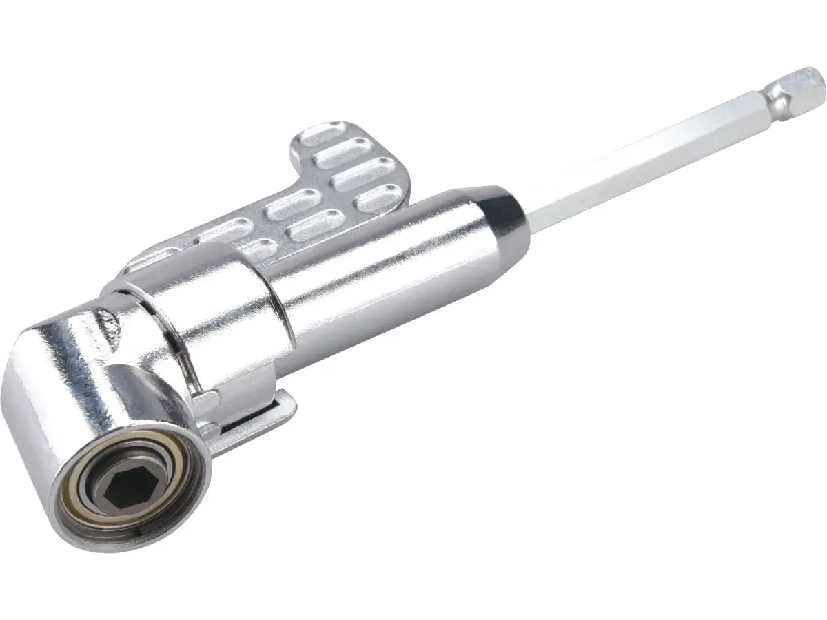 EXTOL CRAFT 919407 úhlový nástavec/držák hrotů do vrtačky, 1/4"x140mm (105°) s magnetem