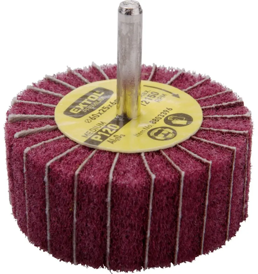 EXTOL PREMIUM 8803396 pr. 60x25x6mm lamelový kotouč kombi rouno / smirek P120 stopkový