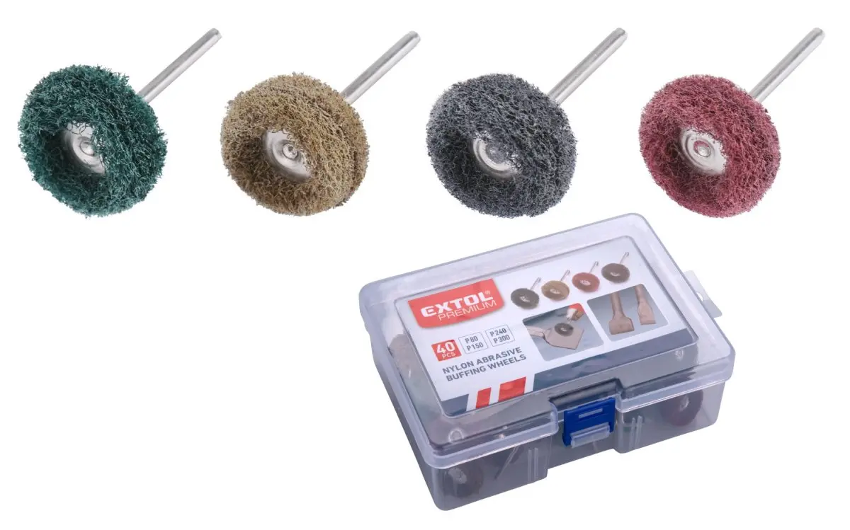 EXTOL PREMIUM 8803761 kartáče brusné nylonové P80, P150, P240, P300 sada 40ks, stopka 3mm