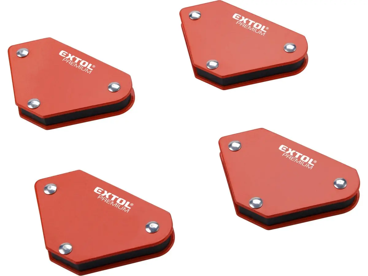 EXTOL PREMIUM Magnet-úhelník svařovací mini, sada 4ks, 45°-90°-135°, nosnost do 4kg 8815180