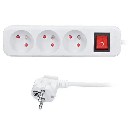 Kabel prodlužovací s vypínačem 3zásuvka Solight 2 m 1 mm2 IP 20