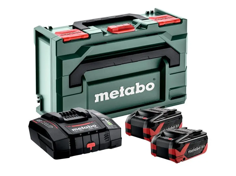 Startovací sada Metabo 2x8 Ah + ASC 290 v Metaboxu 145