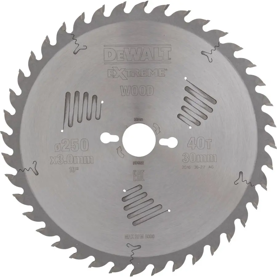 DeWALT - Pilový kotouč na dřevo 250x30 mm, 40 zubů DT4322