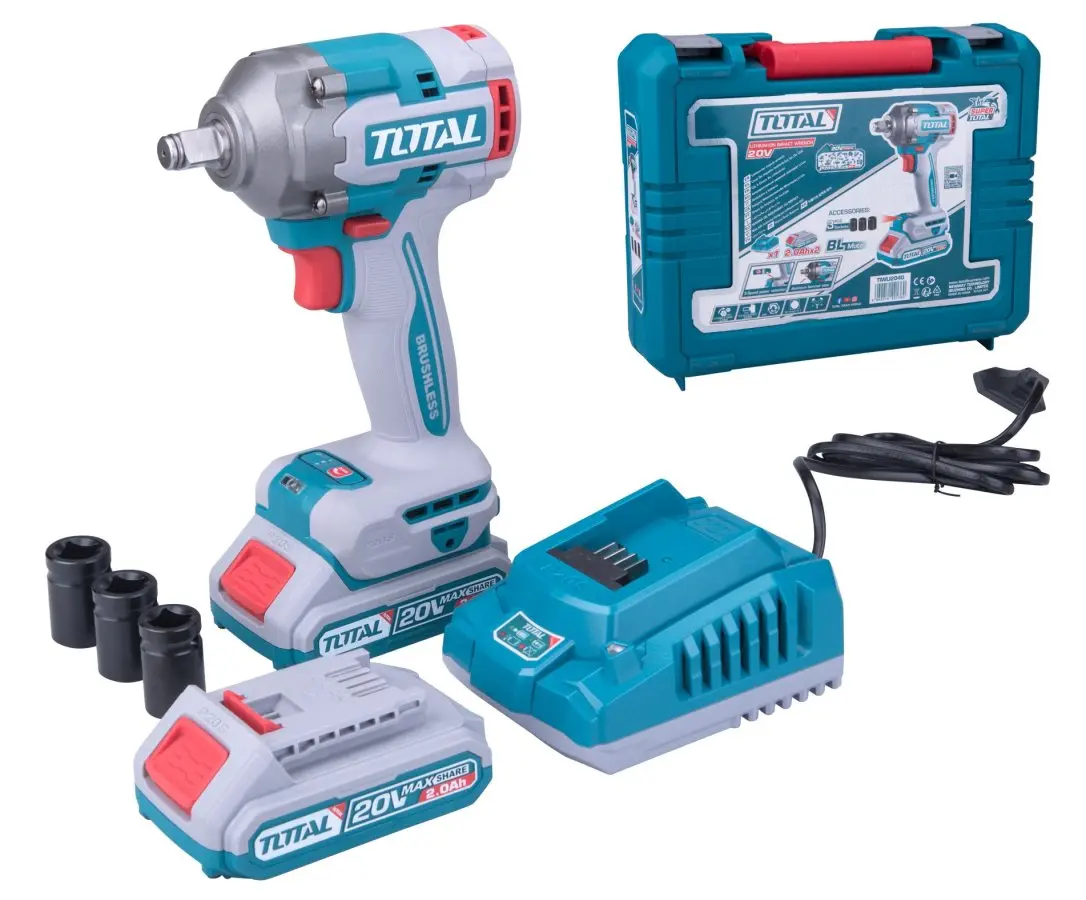 TOTAL TIWLI2040 aku utahovák rázový 1/2" 400Nm 20V LiIon 2x2Ah brushless, Industrial P20S