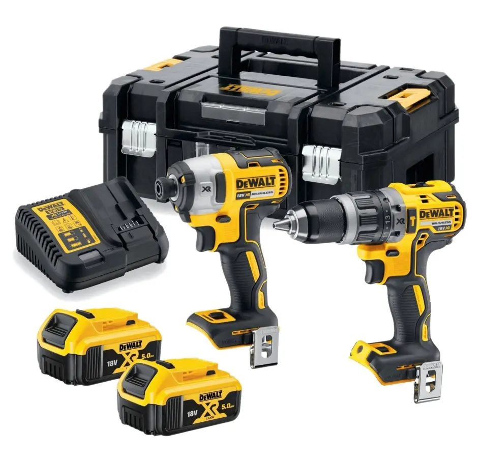 DeWALT - 18V AKU sada příklepové vrtačky a rázového utahováku, 2x aku 5,0 Ah XR, nabíječka