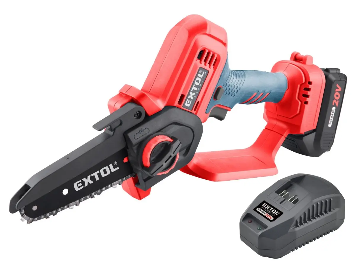 Pila řetězová aku jednoruční SHARE20V, 12cm, 20V Li-ion, 2Ah, EXTOL PREMIUM 8891922