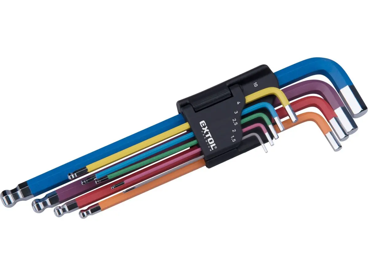 IMBUS L-klíče s kuličkou Extol Premium, 1,5–10 mm, S2, sada 9 ks