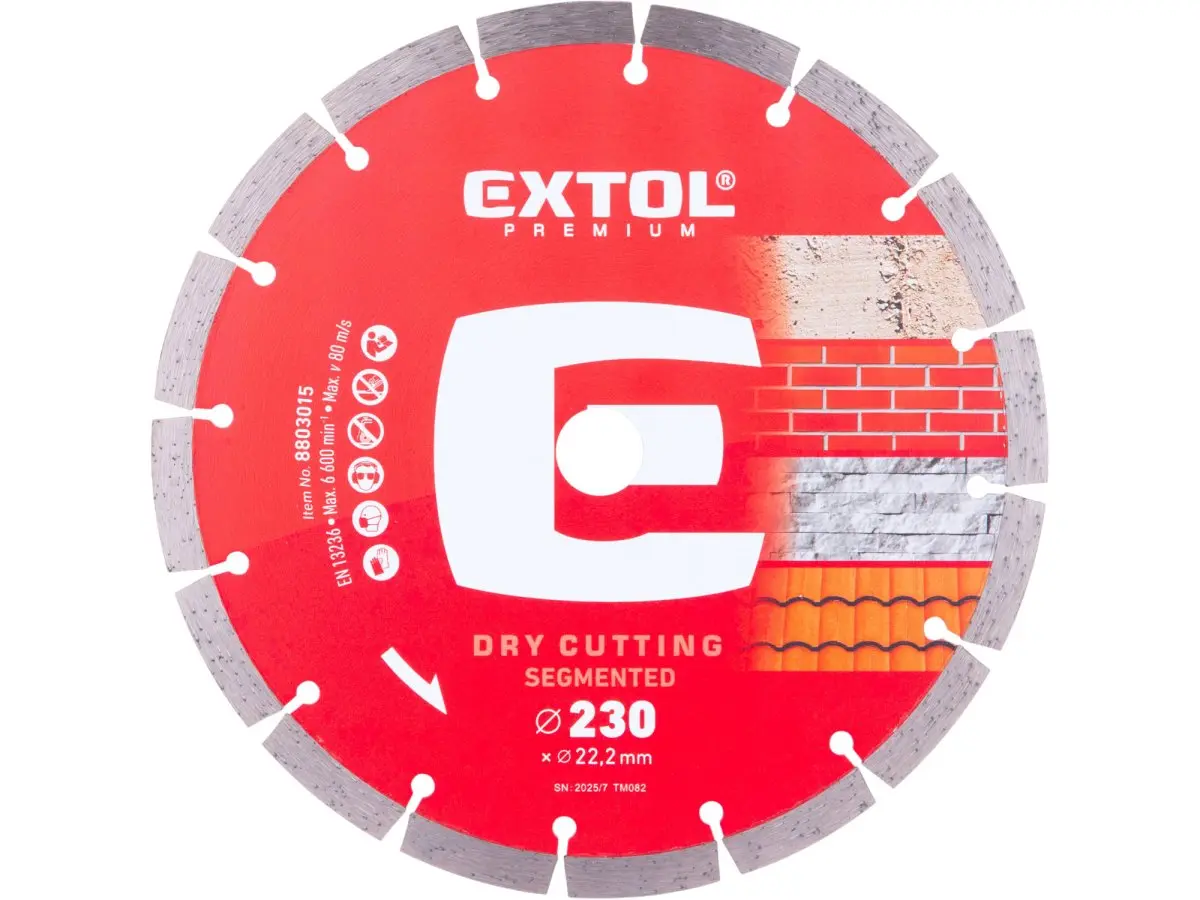 Kotouč diamantový řezný segmentový - suché řezání, O 230x22,2x2,6mm, EXTOL PREMIUM 8803015