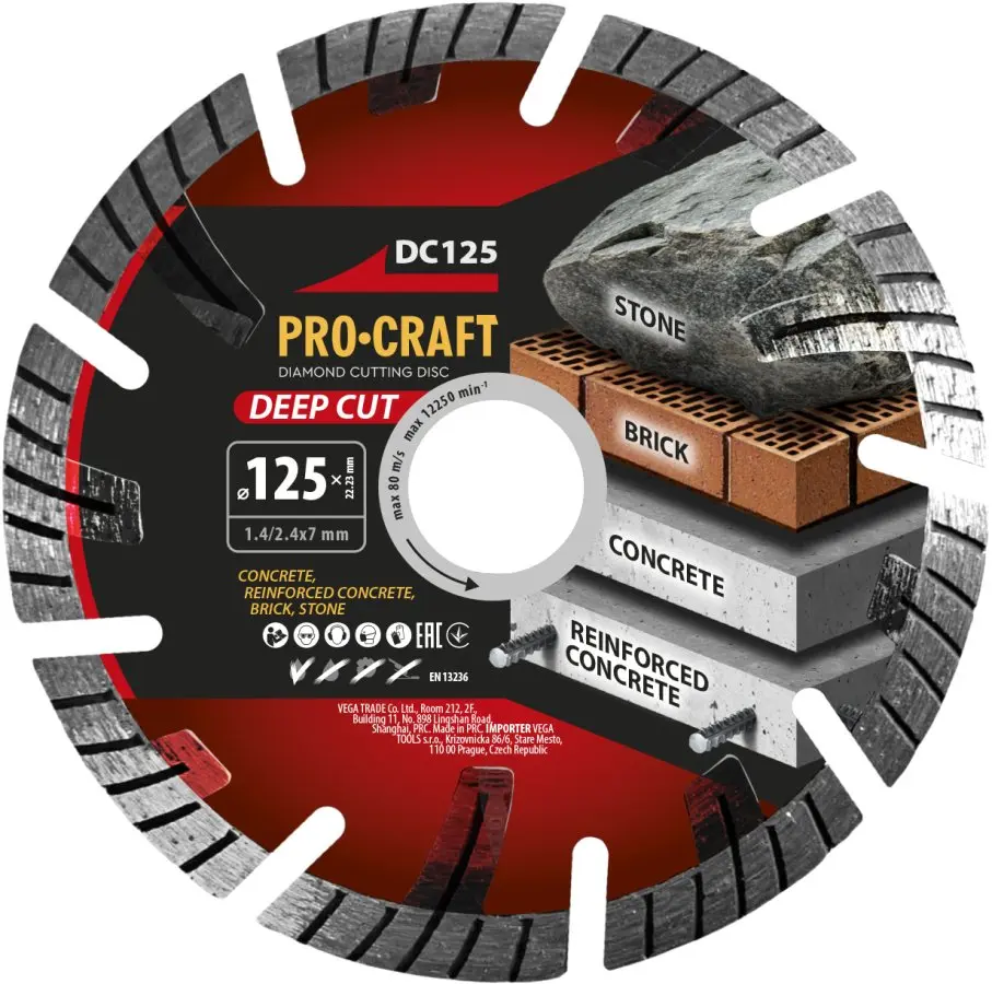 Procraft DC125 Deep Cut - diamantový řezný kotouč
