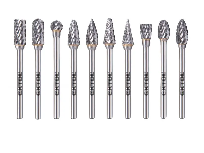 EXTOL INDUSTRIAL 8703810 sada fréz karbidových 6x13x50mm stopka 3mm sek střední 10ks
