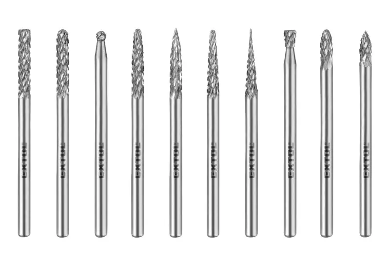 EXTOL INDUSTRIAL 8703800 sada mini fréz karbidových 6x38mm stopka 3mm sek střední 10ks