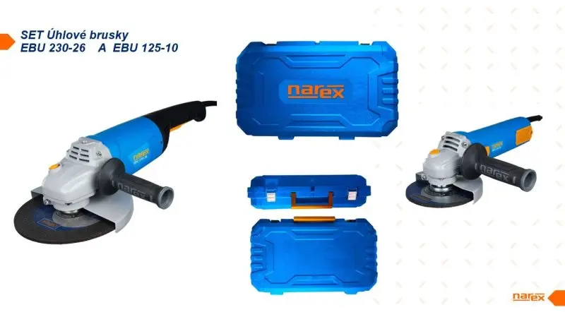 NAREX DOUBLE EBU 230/125 set úhlových brusek v kufru EBU125-10 a EBU230-26, 65406806