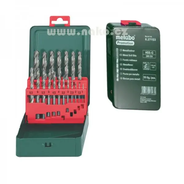 Metabo sada vrtáků HSS- G 19 dílů 1-10mm po 0,5mm 627153