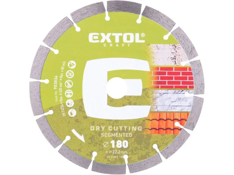 EXTOL CRAFT 903034 kotouč diamantový 180x22,2x2,4mm segmentový - suché řezání