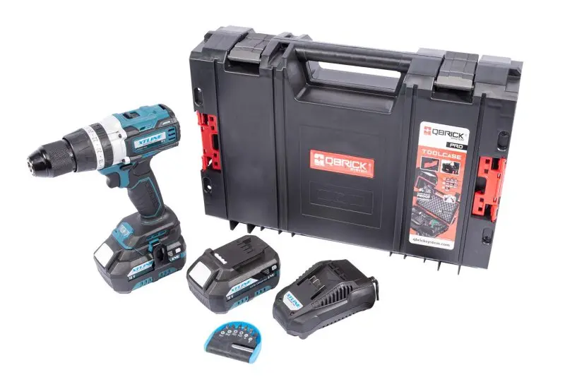 XTLINE Aku vrtačka s příklepem bezuhlíková 18 V, 70 Nm + 2 baterie 5.0 Ah + nabíječka 3.5 A + box