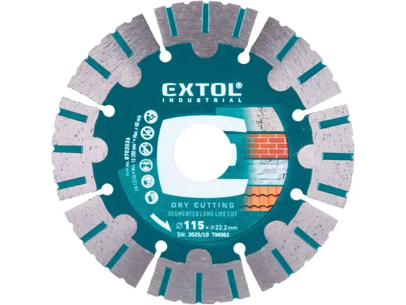 EXTOL INDUSTRIAL 8703036 kotouč diamantový 115x22,2x1,8mm Long Life Cut suché řezání