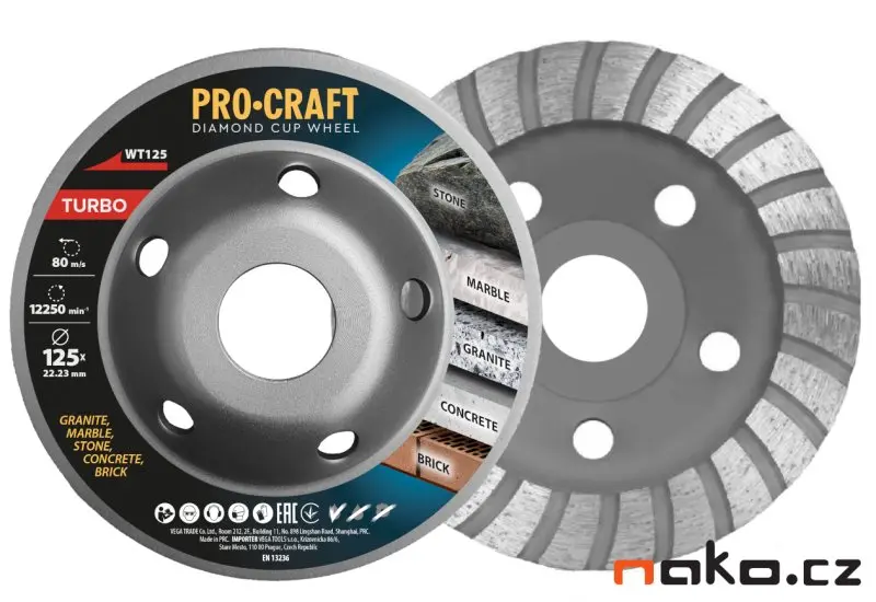 Procraft WT125 Turbo - diamantový brusný kotouč, hrncový
