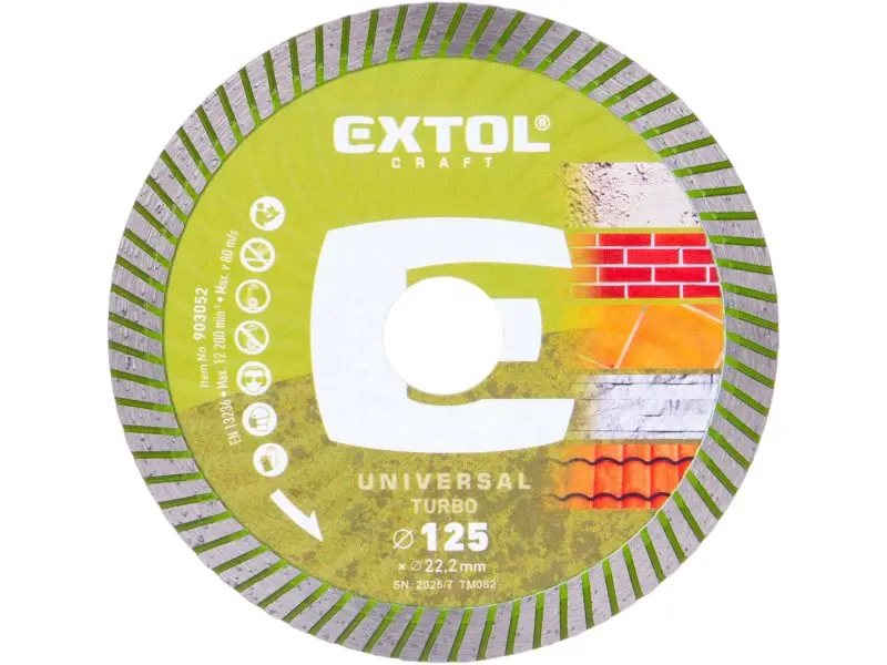 EXTOL CRAFT 903052 kotouč diamantový 125x22,2x2mm TURBO suché i mokré řezání