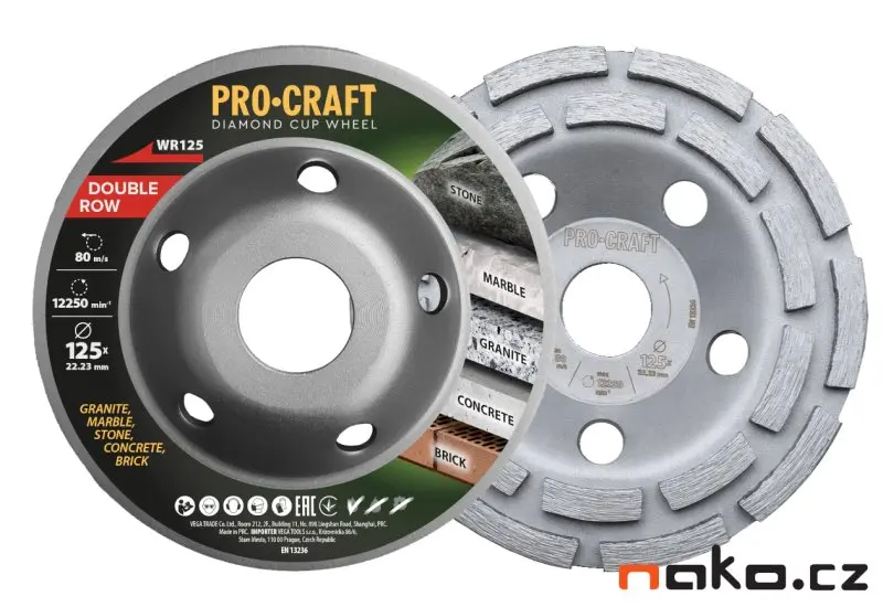Procraft WR125 Double Row - diamantový brusný kotouč, hrncový