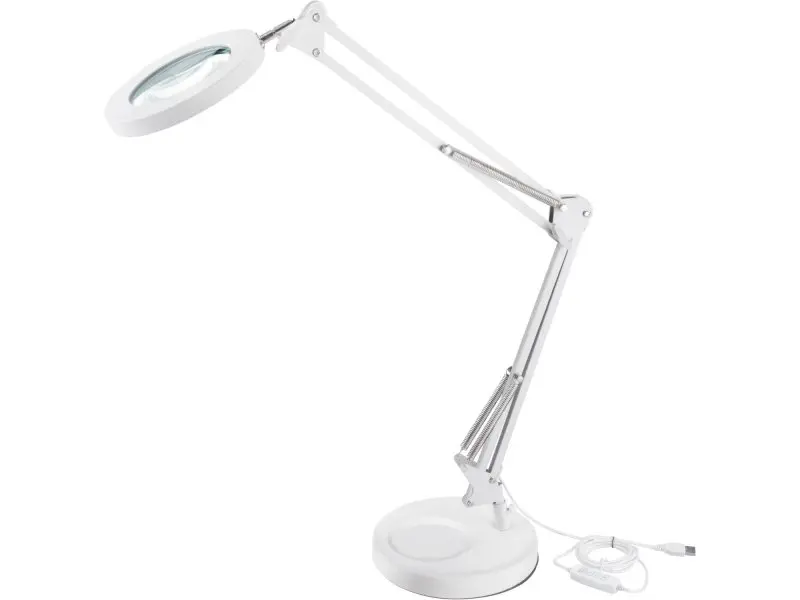 EXTOL LIGHT 43161 stolní lampa s lupou, 1300lm, 5x zvětšení, USB, bílá