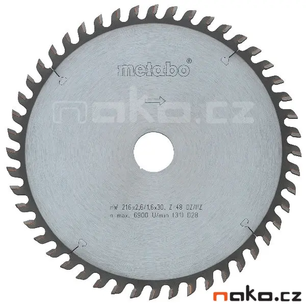 Metabo - Pilový kotouč na dřevo 216x30 mm, 48 zubů 628041000