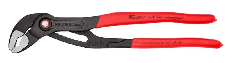 Kleště instalatérské KNIPEX Cobra QuickSet 87 21 300, 300 mm - leštěná hlava, protiskluzová rukojeť, černěné 87 21 300