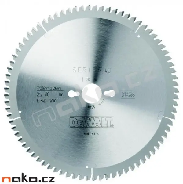 Pilový kotouč Series 40 pro kotoučové pily 216x30mm 80z TCG -5° DeWALT DT4286 DT4286