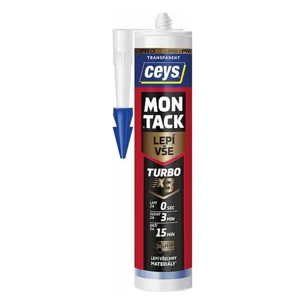 CEYS Montack TURBO x3 transparent, vysokopevnostní montážní lepidlo 290ml