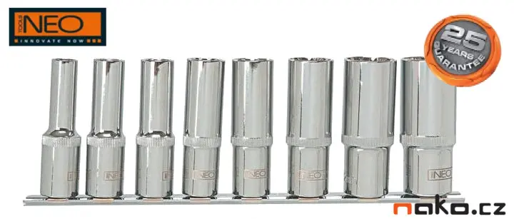 NEO TOOLS sada prodloužených hlavic 1/2" Spline 08-650, 8ks