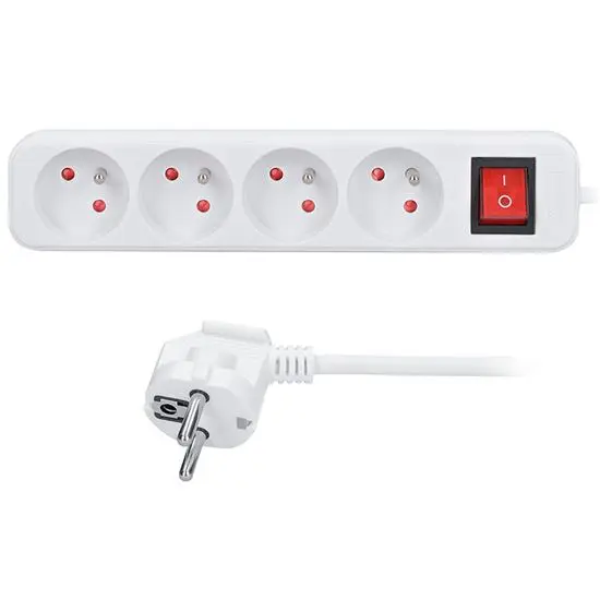 Solight prodlužovací přívod, 4 zásuvky, bílý, vypínač, 1,5m PP30