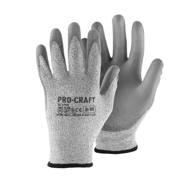 PROCRAFT GL-CPU9 pracovní rukavice polyuretanové odolné proti proříznutí vel. L