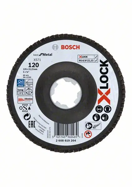 BOSCH 2608619204 lamelový kotouč 125mm X-LOCK, fíbrová deska G 120