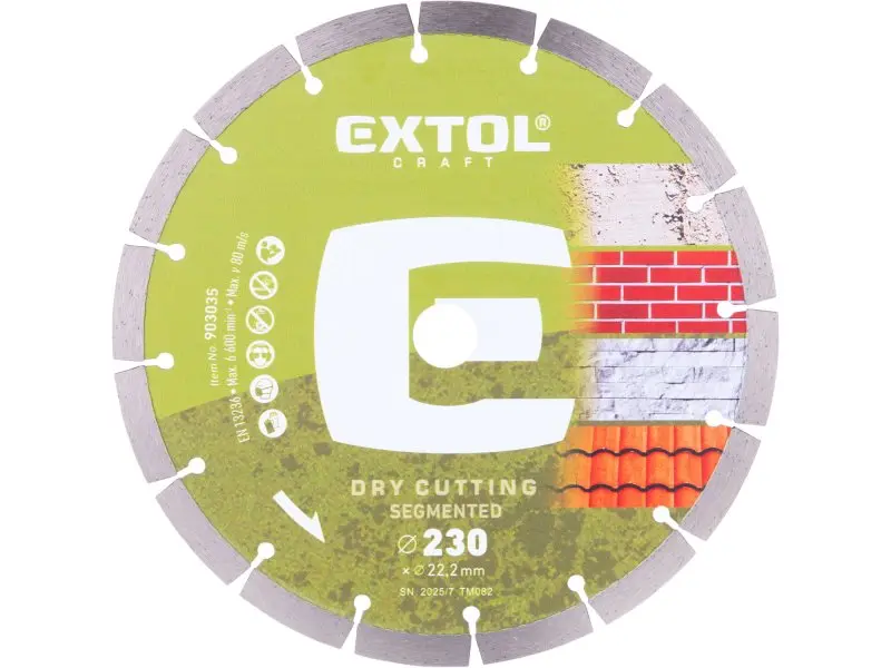 EXTOL CRAFT 903035 kotouč diamantový 230x22,2x2,6mm segmentový - suché řezání