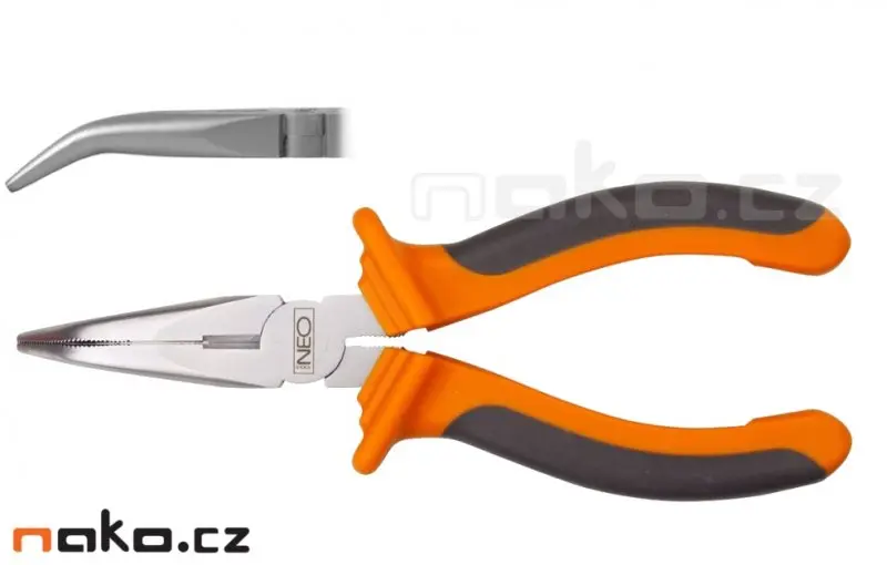 NEO TOOLS kleště dlouhé zúžené zahnuté 200mm 01-016