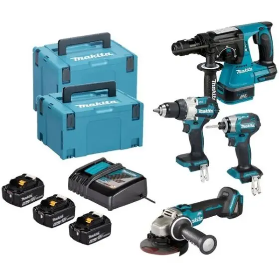Makita - 10dílná sada AKU nářadí, baterií a nabíječky DLX4195JX1