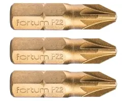 Fortum Hrot křížový pozidriv, sada 3ks, PZ 2x25mm,titan. úprava, S2 4741372