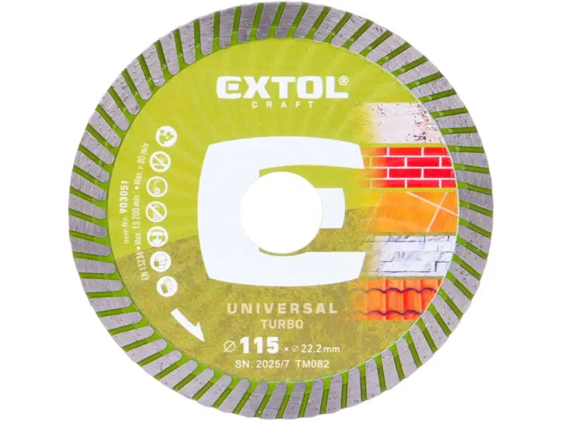 EXTOL CRAFT 903051 kotouč diamantový 115x22,2x2mm TURBO suché i mokré řezání