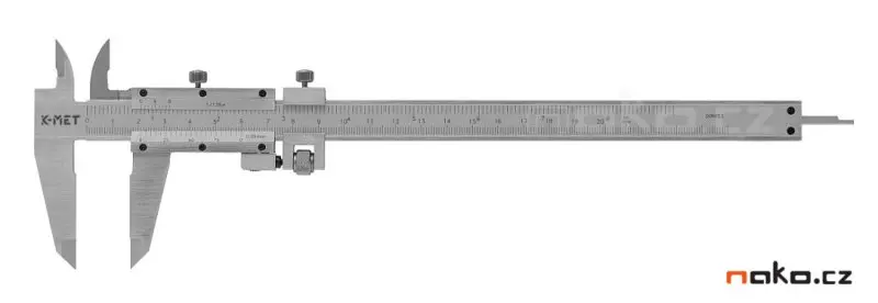K-MET měřítko posuvné 200/0,05+1/128" hloubkoměr, šroubek, jemné stavění,6002-90-1