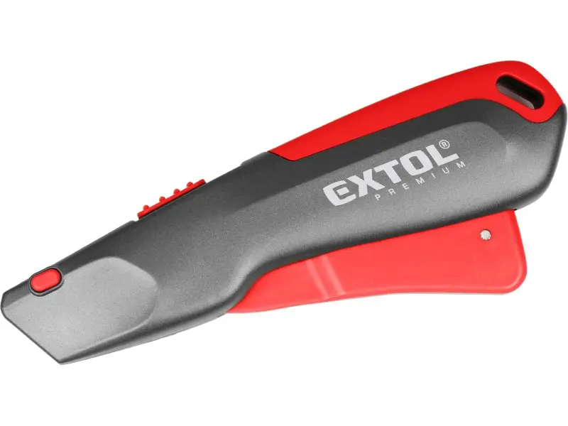 EXTOL PREMIUM 8855003 nůž s výměnnou čepelí a bezpečnostní spouští, samozasouvací