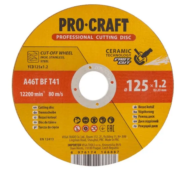 Kotouč řezný keramický PROCRAFT 125x1.2mm