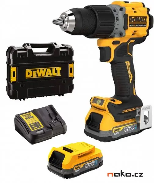 Bezuhlíková aku vrtačka DeWALT DCD800E2T (2x aku PowerStack) 90 Nm DCD800E2T