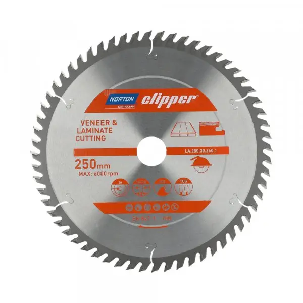 NORTON clipper 250x30mm 60z TCG pilový kotouč na lamino, dýhy a vinyly 70184608145