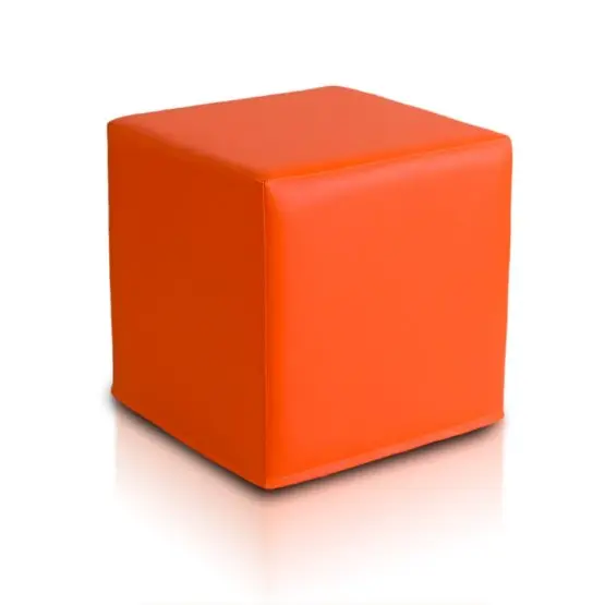 Sedací vak taburetka Block kostka oranžová ekokůže  TiaHome