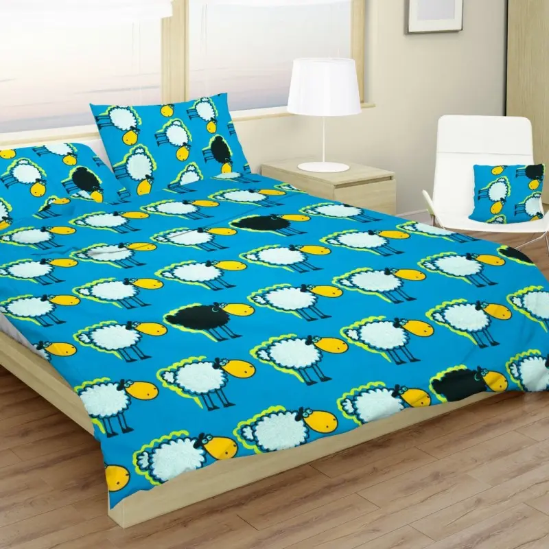 Povlečení bavlněné dětské Ovečky modré TiaHome - Detský set 130x90cm + 65x45cm