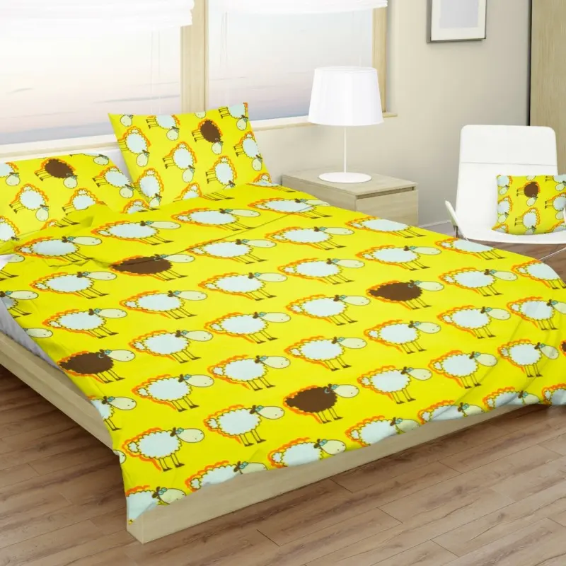 Povlečení bavlněné dětské Ovečky žluté TiaHome - Detský set 130x90cm + 65x45cm