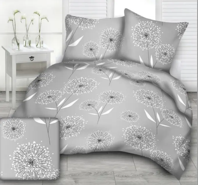 Povlečení bavlněné Pampeliška bíla TiaHome - 1x Polštář 90x70cm, 1x Přikrývka 140x200cm