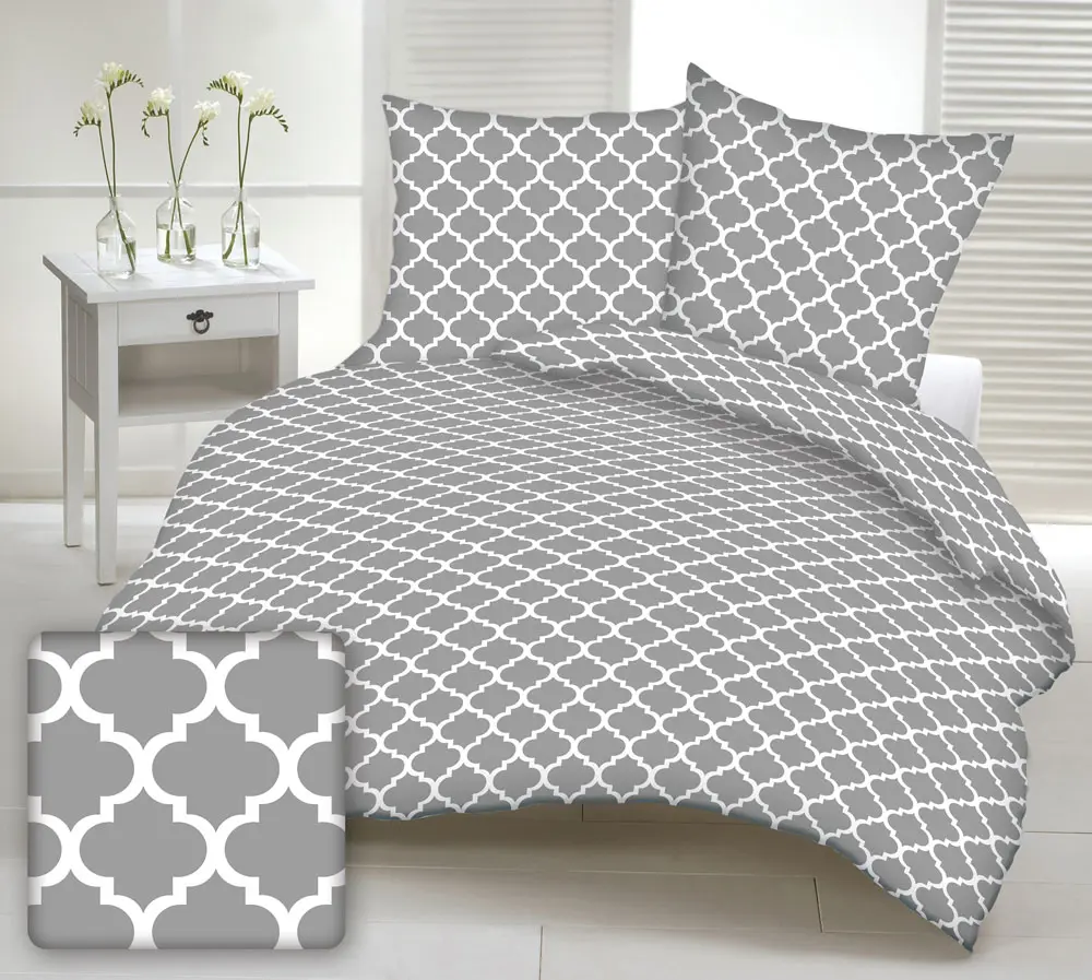 Povlečení krepové Maroko šedé TiaHome - 1x Polštář 90x70cm, 1x Přikrývka 140x200cm