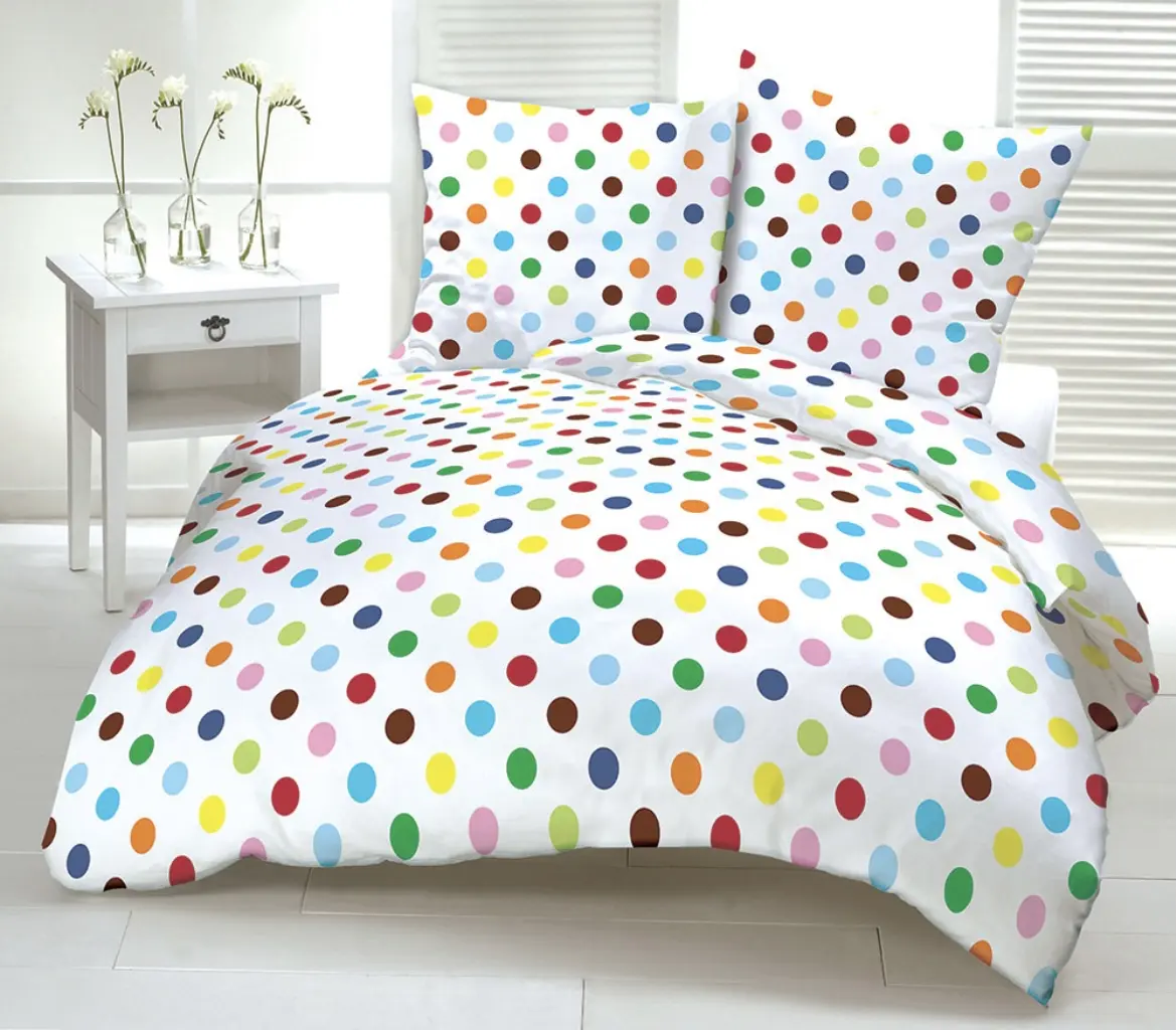 Povlečení bavlněné Rainbow dotts TiaHome - 1x Polštář 90x70cm, 1x Přikrývka 140x200cm